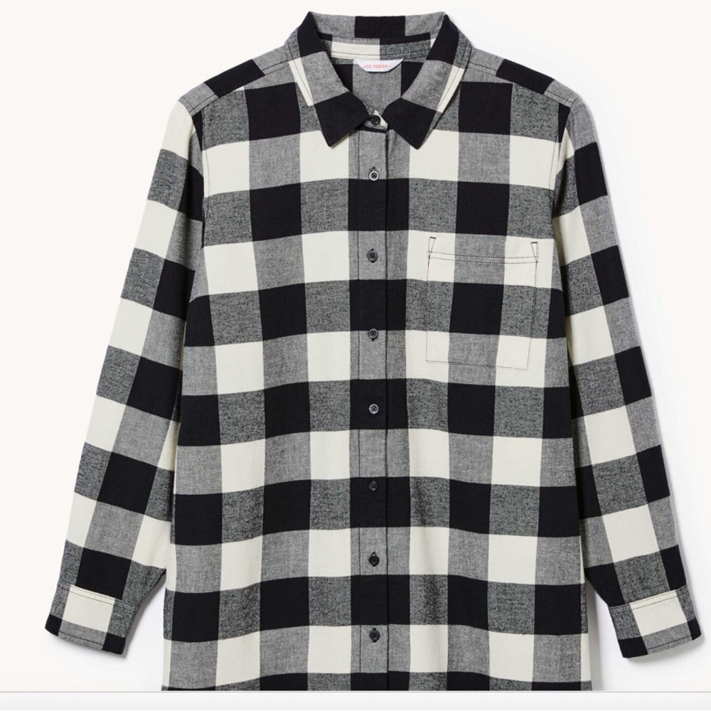 Kids Black and White Checkered Button Up Tunic